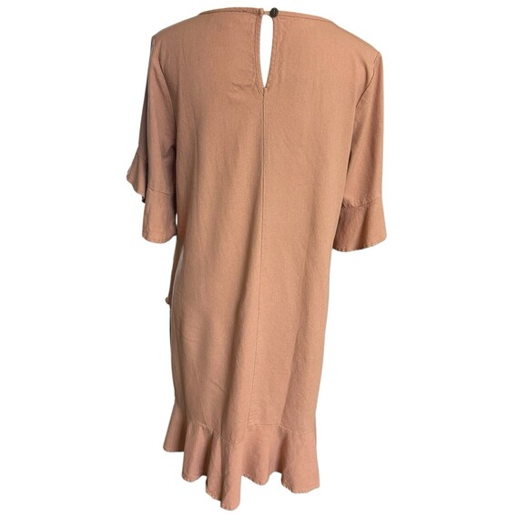 J Glee Dress Women Size L Mauve Linen Rayon Ruffle Lagenlook Midi - Picture 7 of 10